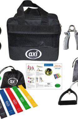 AXI Fitness Bag – Tas met Weerstandsbanden – Weerstandskabel – Handtrainer – Kettlebells en Springtouw – Complete Fitnessset voor Kracht, Uithoudingsvermogen en Flexibiliteit