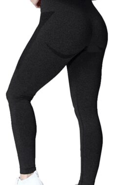 Gym Leggings voor Vrouwen, Hoge Taille Naadloze Workout Yoga Broek, Fitness Scrunch Butt Lifting Elastische Panty – kleur Zwart – maat XL