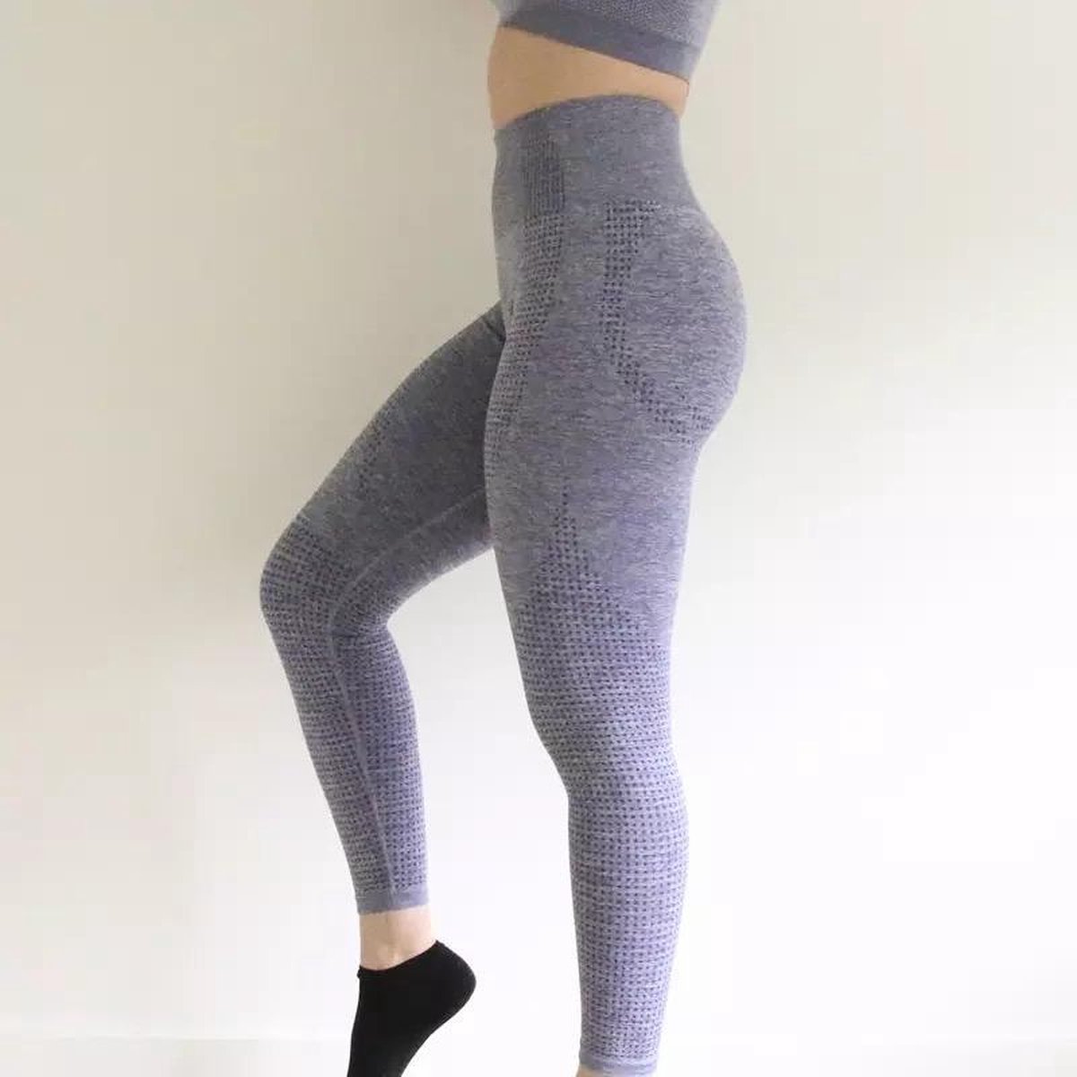 LOUZIR Fitness/Yoga legging - Fitness legging - sport legging Stretch - squat proof - grijs - Naadloos - Maat XL