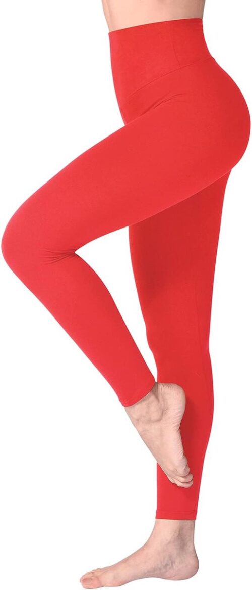 Legging met Hoge Taille voor Vrouwen - Boterachtig Zacht Niet Transparante Legging Voor Buikcontrole, Plus-maat Workout Gym Yoga Rekbare Broek - kleur rood - maat S,M