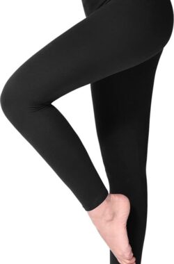 Legging met Hoge Taille voor Vrouwen – Boterachtig Zacht Niet Transparante Legging Voor Buikcontrole, Plus-maat Workout Gym Yoga Rekbare Broek – kleur zwart – maat S,M
