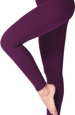 Legging met Hoge Taille voor Vrouwen – Boterachtig Zacht Niet Transparante Legging Voor Buikcontrole, Plus-maat Workout Gym Yoga Rekbare Broek – kleur paars – maat L,XL