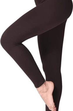 Legging met Hoge Taille voor Vrouwen – Boterachtig Zacht Niet Transparante Legging Voor Buikcontrole, Plus-maat Workout Gym Yoga Rekbare Broek – kleur bruin – maat S,M
