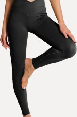 Namastae® Yoga legging dames | Yoga broek dames | Cross over legging | Ankle length | Zwart | Maat 34 | Maat XS