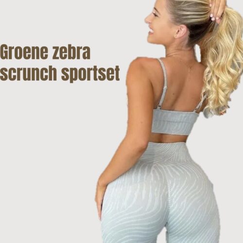 Sportchic - Sportoutfit - Sportkleding Set Dames - Squat proof - Fitness legging + Sport BH - Yoga Kleding - Sport Top - Fitness Legging - Fitness Kleding Set Voor Dames - Groen - L