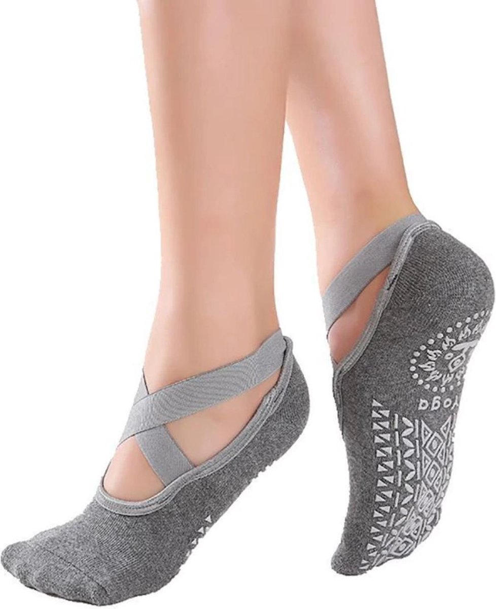 Topsocks Yoga ballerina antislip sokken - grijs - maat 36-41