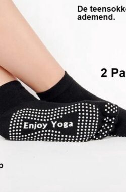 *** 2 Paar Yoga sokken met antislip – Zwart – Tenensokken – Sport sokken – maat 36 tot 40 – van Heble® ***