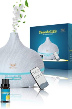 Aroma Diffuser 500ML voor Aromatherapie – Geurverspreider – Incl. 4x Etherische Olie – Greywood Hout Design