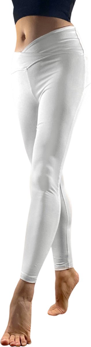 Namastae® Yoga legging dames | Yoga broek dames | Cross over legging | Ankle length | Wit | Maat 34 | Maat XS