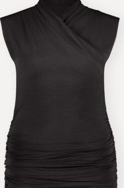 Namastae® Yoga top dames | Yoga shirt dames | Mouwloos | Zwart | Met ruffles | Maat 34 | Maat XS