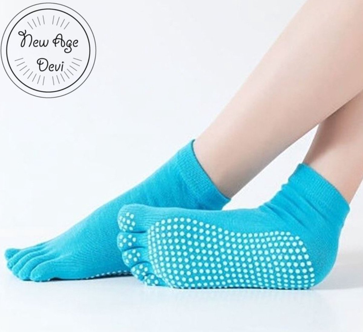 New Age Devi - Teen sokken - Licht Blauw - sport - fitness - pilates - yoga - anti slip - slijtvast - ademend