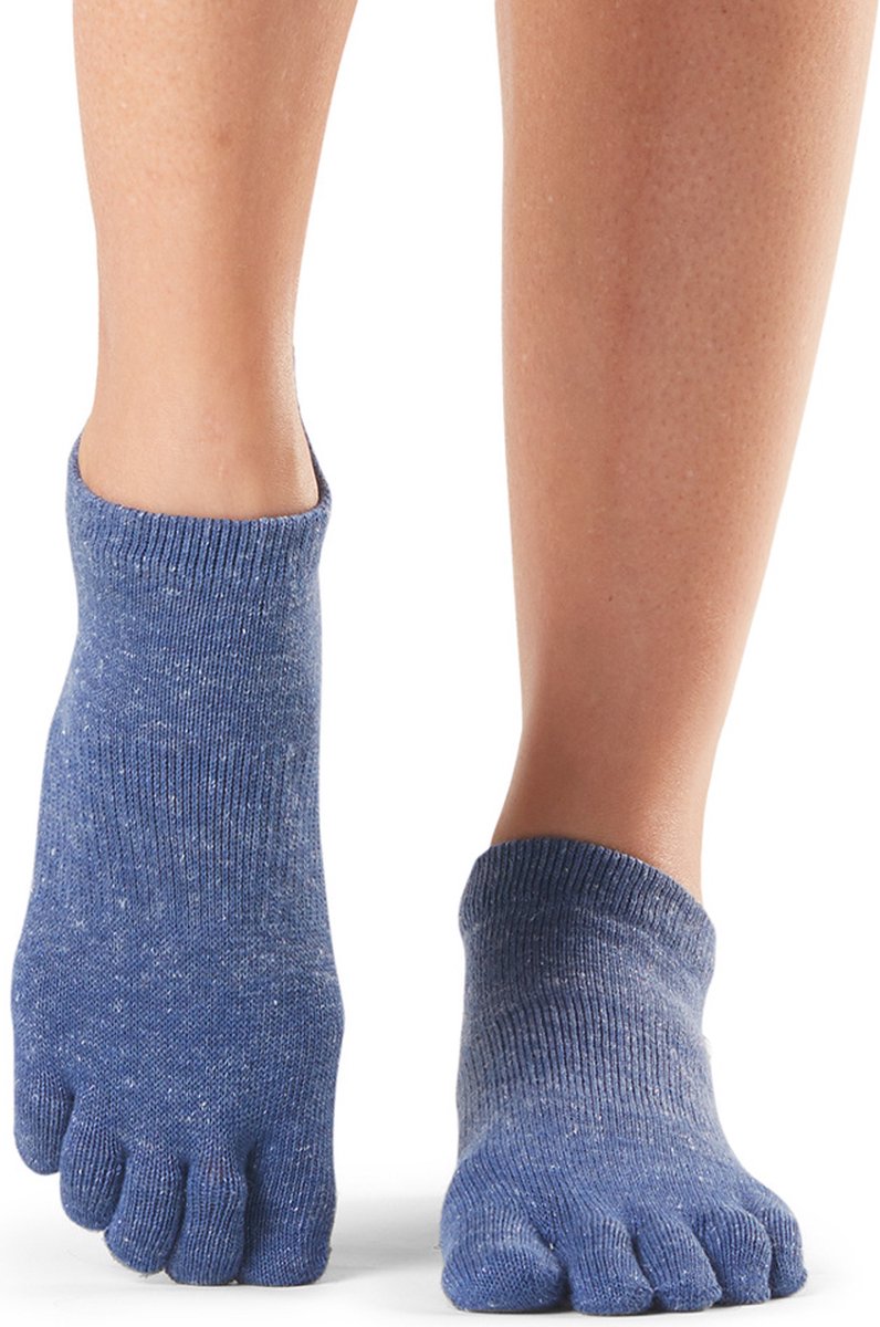 ToeSox Yoga No-Show Grip Socks teensokken - Navyblauw - 36-38