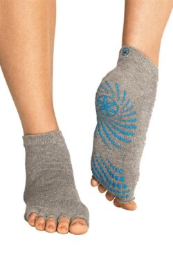 Yogasokken – Gaiam Toeless Grippy Socks – Grijs/Blauw