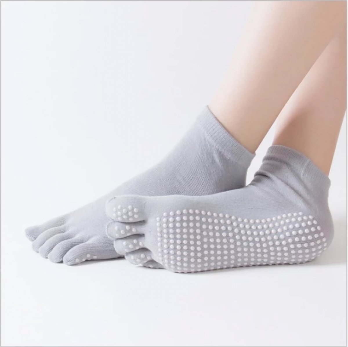 Yogasokken - Yoga sokken - Grijs - Maat 36-40 - Teensokken - Antislip - Pilatessokken - Sportsokken