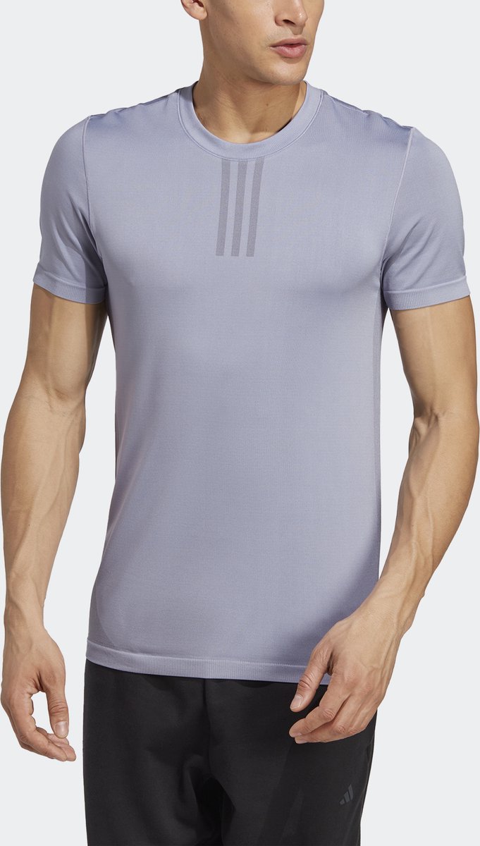 adidas Performance AEROKNIT Yoga Base Naadloos Training T-shirt - Heren - Paars- XL