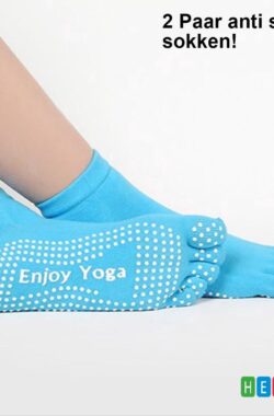 *** 2 Paar Teen sokken licht Blauw, Yoga, Sport, Fitness, Pilatus , Anti-slip – Ademend – van Heble® ***