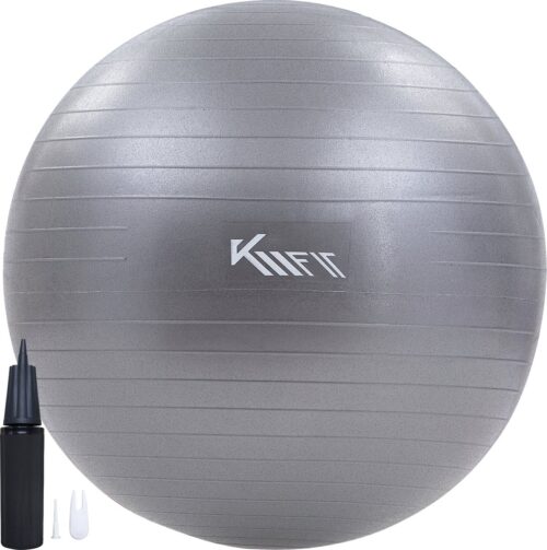 KM-Fit Yoga Bal - 65 cm - Fitness Bal inclusief pomp - Pilates bal - BPA-vrij materiaal - Zwangerschapsbal - Grijs