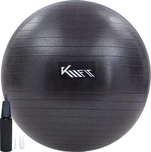 KM-Fit Yoga Bal - 75 cm - Fitness Bal inclusief pomp - Pilates bal - BPA-vrij materiaal - Zwangerschapsbal - Zwart