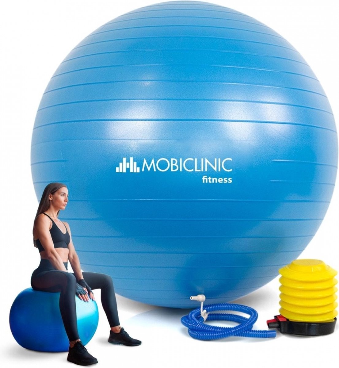 Mobiclinic PY-01 Fitness bal - 65 cm - Anti-slip - Fysiotherapie - Gym bal - Inclusief inflator - Wasbaar - Yogabal - Pilates bal - Zwangerschaps bal