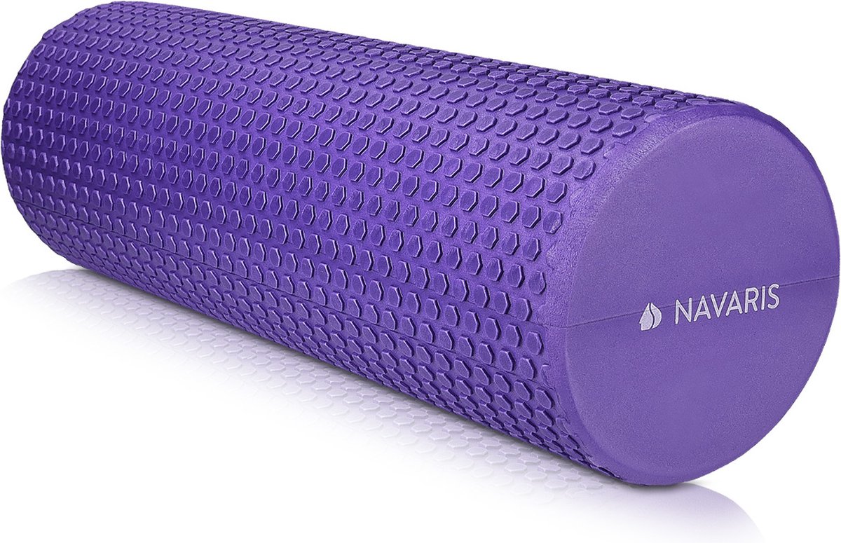 Navaris foam roller 45 cm - Roller voor pilates, yoga en oefeningen - Massage roller met diameter 15 cm - Voor beginners en gevorderden - Violet