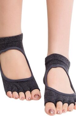 One Pair Open Toe Open Instep Anti-slip Sports Female Yoga Socks Size: 34 – 39 (EUR) (Dark Grey)