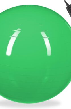 Relaxdays fitnessbal 55 cm – met pompje – gymbal – zitbal – yogabal – pilatesbal – PVC – groen