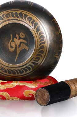 Tibetaanse Klankschalenset, 12 cm. Himalaya klankschaal Grote handgemaakte klankschalen met klepel en kussen, klankschaalkussen voor yoga/meditatie/geluidsgenezing/ontspanning uit het Tibetaans