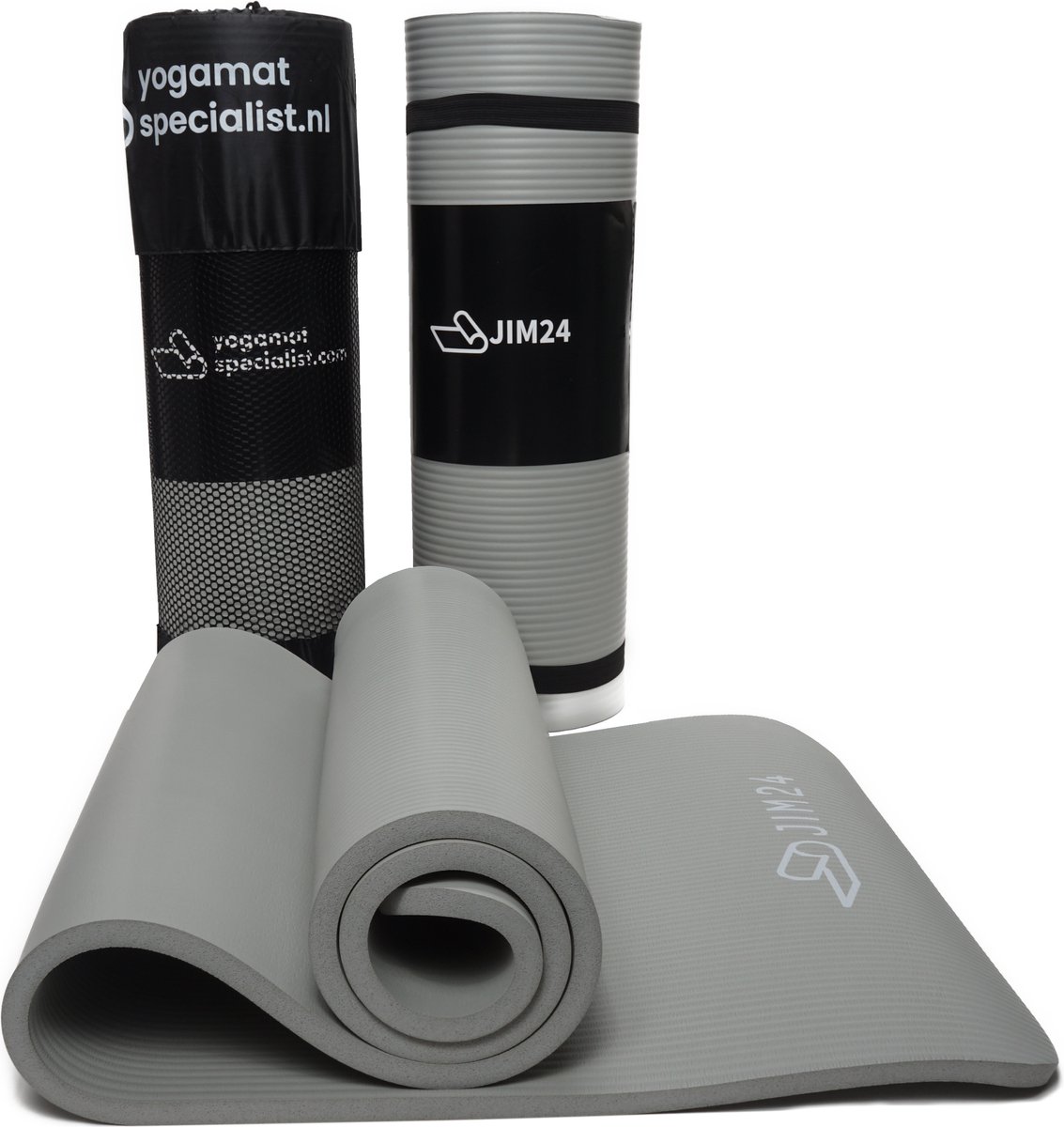 Yoga Mat - Fitness Mat Grijs - Sport Mat - 15mm - Extra dik - Met draagtas en draagriem