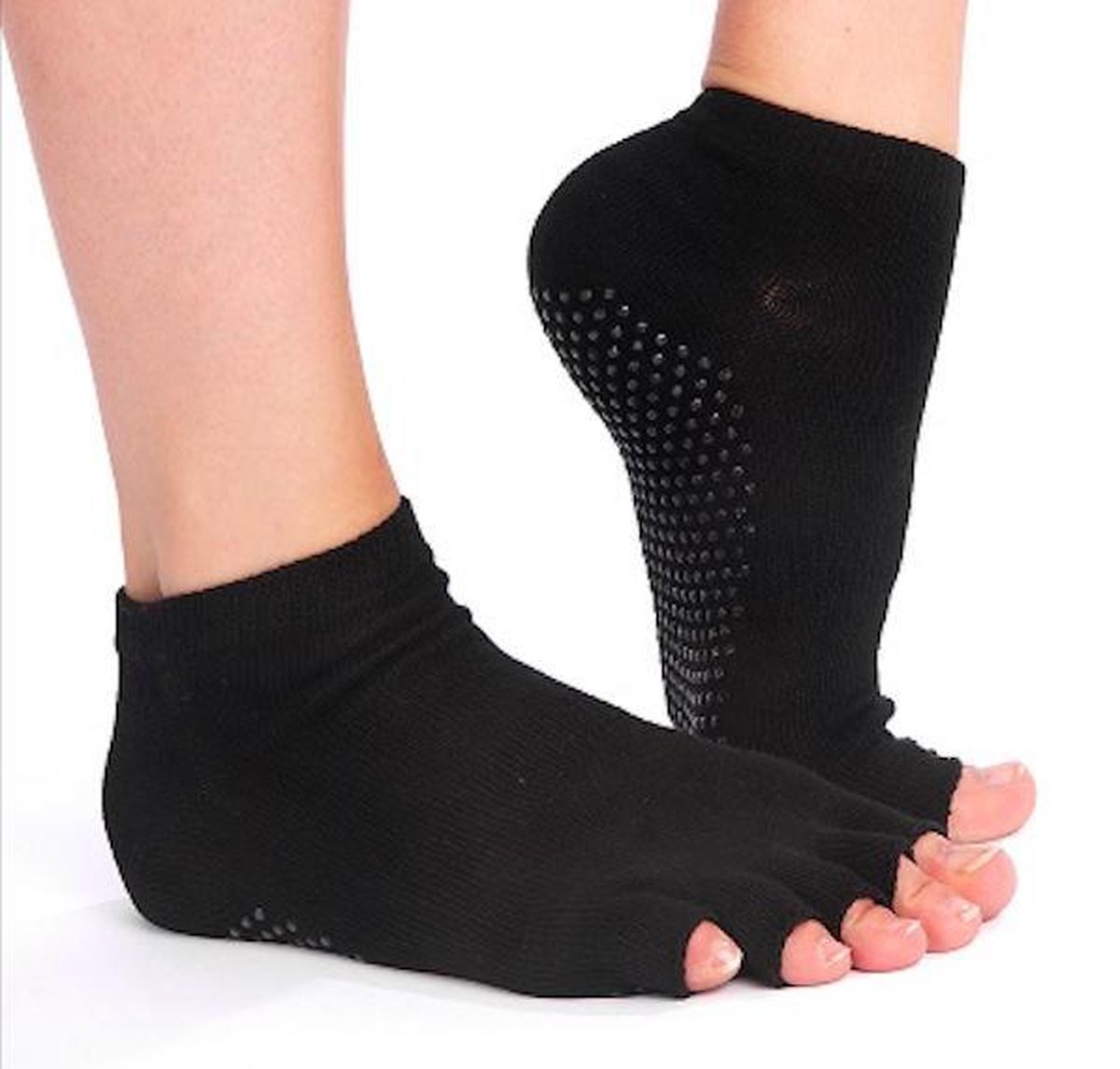 Zwarte antislip sokken 'Summer' voor Yoga, Pilates en Piloxing- meerdere kleuren verkrijgbaar- Pilateswinkel