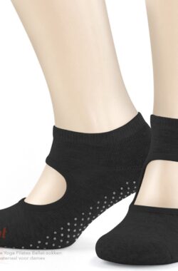 Borvat® – katoen sokken – yoga sokken-1 paar – pilates – anti slip sokken – dans sokken – huissokken – dames sokken – zwart – maat 35-40