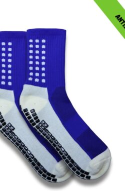 Gripsokken – Sportsokken – Gripsokken Voetbal – Gripsokken Voetbal Blauw/Wit – Grip Socks – Pilates Sokken – Yoga Sokken – Anti Blaren – One Size – Compressie