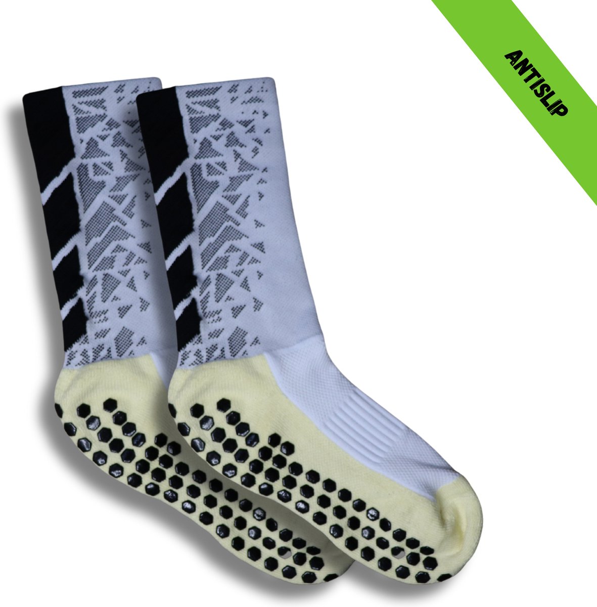 Gripsokken - Sportsokken - Gripsokken Voetbal - Gripsokken Voetbal Wit - Grip Socks - Pilates Sokken - Yoga Sokken - Anti Blaren - One Size - Compressie