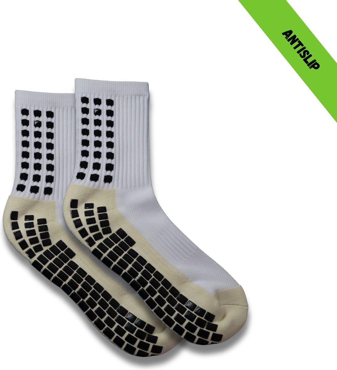 Gripsokken - Sportsokken - Gripsokken Voetbal - Gripsokken Voetbal Wit- Grip Socks - Pilates Sokken - Yoga Sokken - Anti Blaren - One Size - Compressie