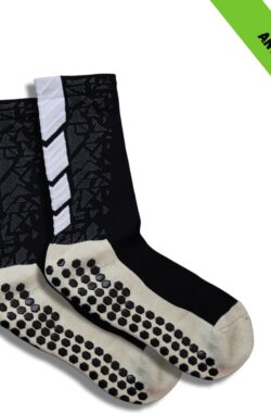 Gripsokken – Sportsokken – Gripsokken Voetbal – Gripsokken Voetbal Wit/Zwart – Grip Socks – Pilates Sokken – Yoga Sokken – Anti Blaren – One Size – Compressie