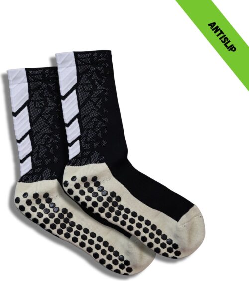 Gripsokken - Sportsokken - Gripsokken Voetbal - Gripsokken Voetbal Wit/Zwart - Grip Socks - Pilates Sokken - Yoga Sokken - Anti Blaren - One Size - Compressie