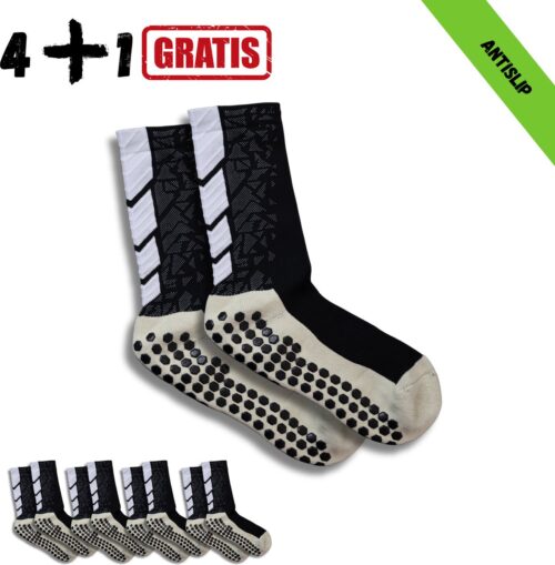 Gripsokken - Sportsokken - Gripsokken Voetbal - Gripsokken Voetbal Zwart - Grip Socks - Pilates Sokken - Yoga Sokken - Anti Blaren - One Size - Compressie