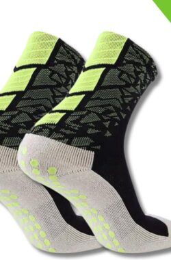 Gripsokken – Sportsokken – Gripsokken Voetbal – Gripsokken Voetbal Zwart/Geel – Grip Socks – Pilates Sokken – Yoga Sokken – Anti Blaren – One Size – Compressie
