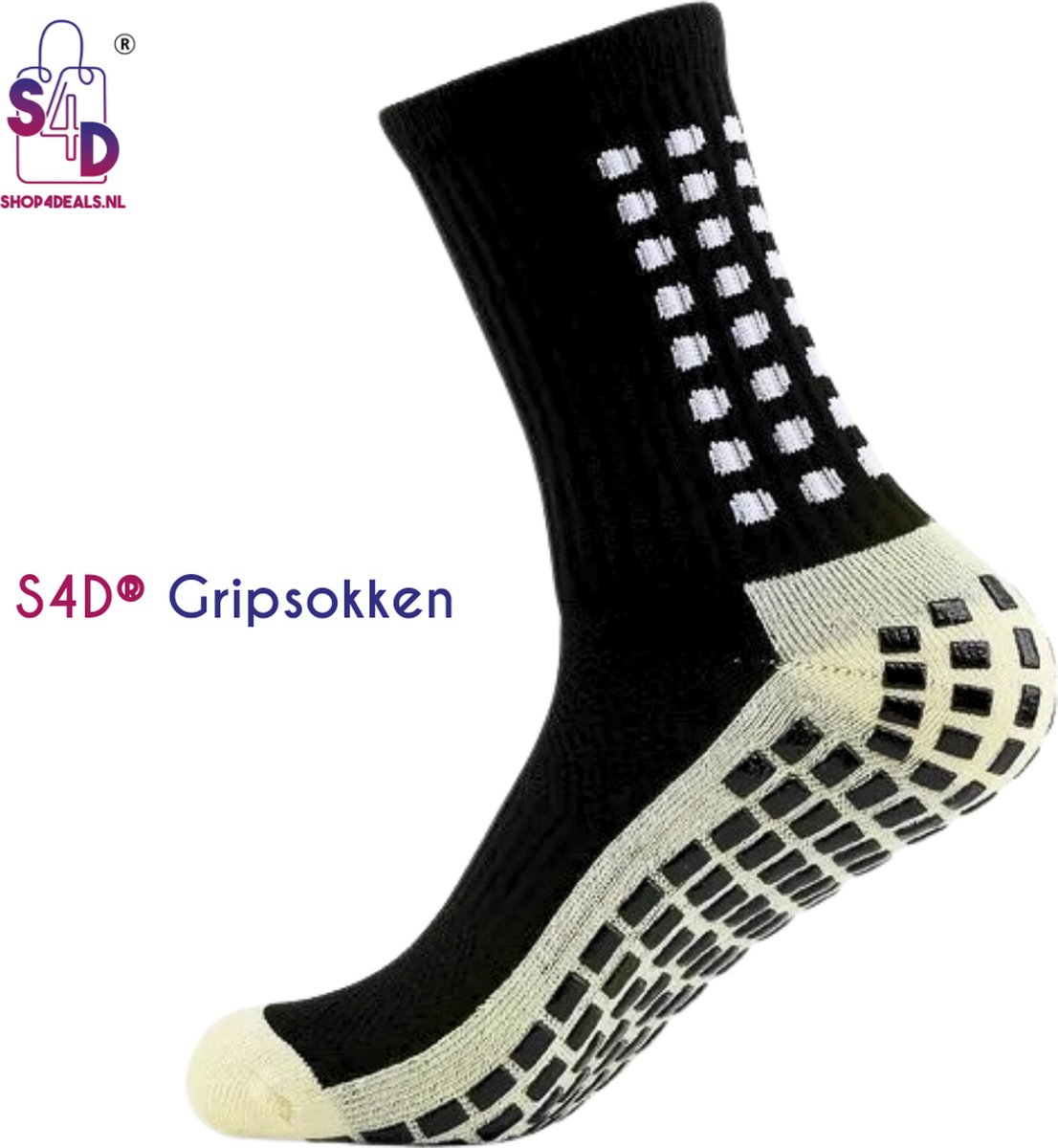 S4D® - Gripsokken Voetbal - Sportsokken - Perfect Comfort - Maximale Prestaties - Verbeterde Grip - Zwart - Maat 39 tot 44