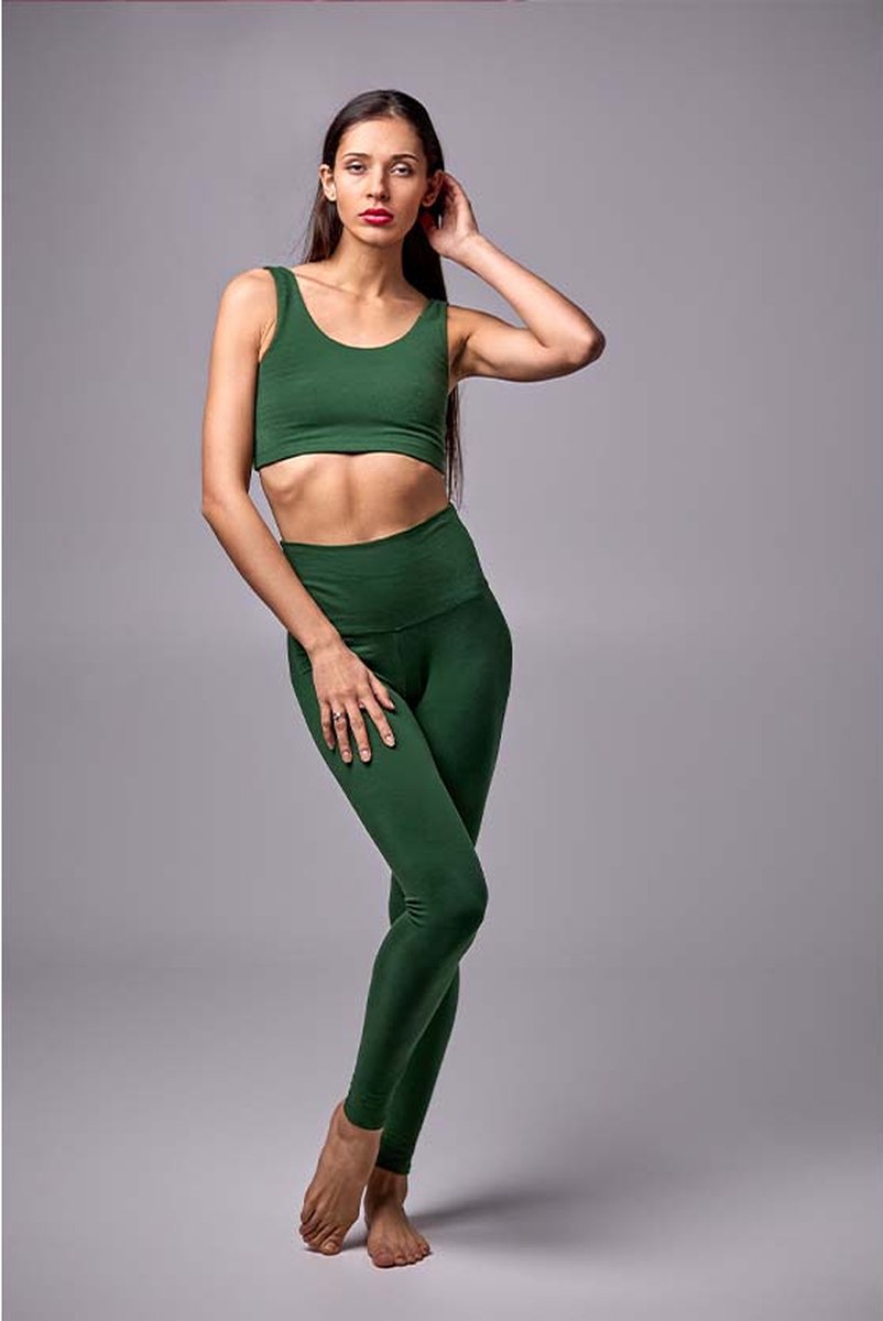 Samarali Yoga Legging Groen - XS | yoga legging hoge taille | duurzaam| katoenrijk| OEKO-Tex gecertificeerd