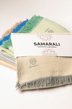 Samarali Biologische Yoga Deken – Chambray Beige – 200×150 cm – Handgemaakte Meditatiedeken – Comfort & Veelzijdigheid