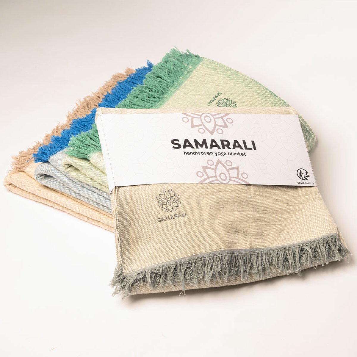 Samarali Yoga deken - Chambray beige - 100% biologisch katoen - 200x150 cm - Meditatiedeken - Handgemaakt - Comfortabel & veelzijdig