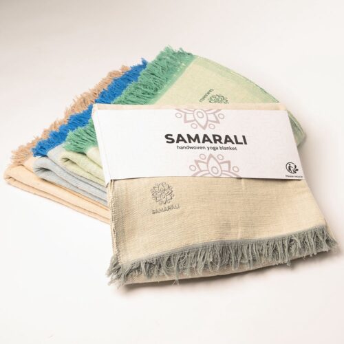 Samarali Yoga deken - Chambray groen - 100% biologisch katoen - 200x150 cm - Meditatie deken - Handgemaakt - Comfortabel & veelzijdig
