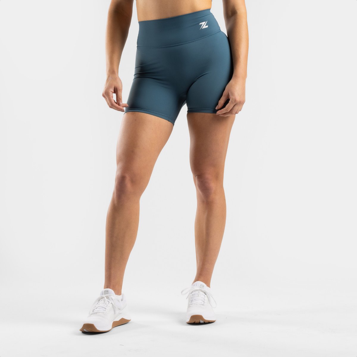 ZEUZ Korte Sport Legging Dames High Waist - Sportkleding & Sportlegging Squat Proof - Fitness & Crossfit - Hardloopbroek, Yoga Broek - 70% Nylon & 30% Elastaan - Blauw - Maat XL