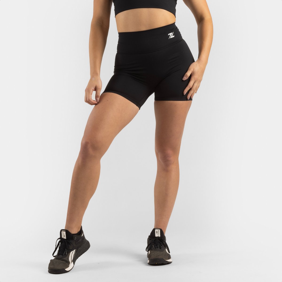 ZEUZ Korte Sport Legging Dames High Waist - Sportkleding & Sportlegging Squat Proof - Fitness & Crossfit - Hardloopbroek, Yoga Broek - 70% Nylon & 30% Elastaan - Zwart - Maat XL