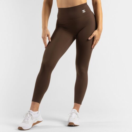 ZEUZ Sport Legging Dames High Waist - Sportkleding & Sportlegging Squat Proof - Fitness & Crossfit - Hardloopbroek, Yoga Broek - 62% Recycled Nylon & 38% Elastaan - Bruin - Maat XL