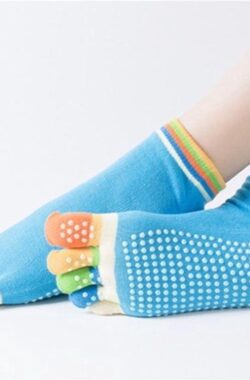 Finnacle – Yogasokken – Sportsokken – Yoga – Antislip – Lichtblauw met gekleurde tenen – Vrolijke gekleurde sokken – Sokken – Yogasok – Teensokken – 36-40