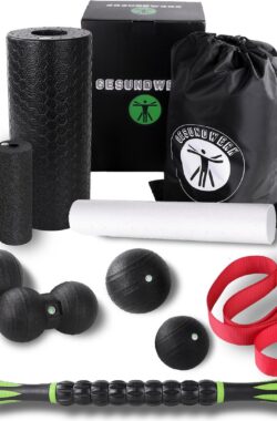 GESUNDWERK Foamroller set – 10-delig fasciaset met foam roller fasciaball massageroller massage triggerpoint bal voor rug, wervelkolom & nek fitness