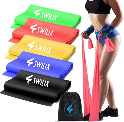 SWILIX ® 5 Delige Resistance Band Set - 2m Lange Weerstandsbanden - Yogaband - Pilatesband - Fitness Elastiek
