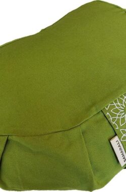 Samarali Yoga kussen – Meditatiekussen crescent ( Groen) – ethisch geproduceerd van 100% biologisch katoen (GOTS gecertificeerd)| 2lagen | 34 x 20 x 17 cm |Verkrijgbaar in 6 natuurlijke kleuren