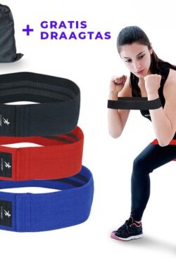 Siston Weerstandsbanden set van 3 – Met Draagtas – Bootybands – Weerstandsband – Fitness elastiek – Fitnessband – Levenslange garantie